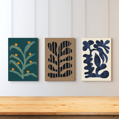 Botanical Notes – Vibrant Eclectic Abstract Wall Art Set of 3