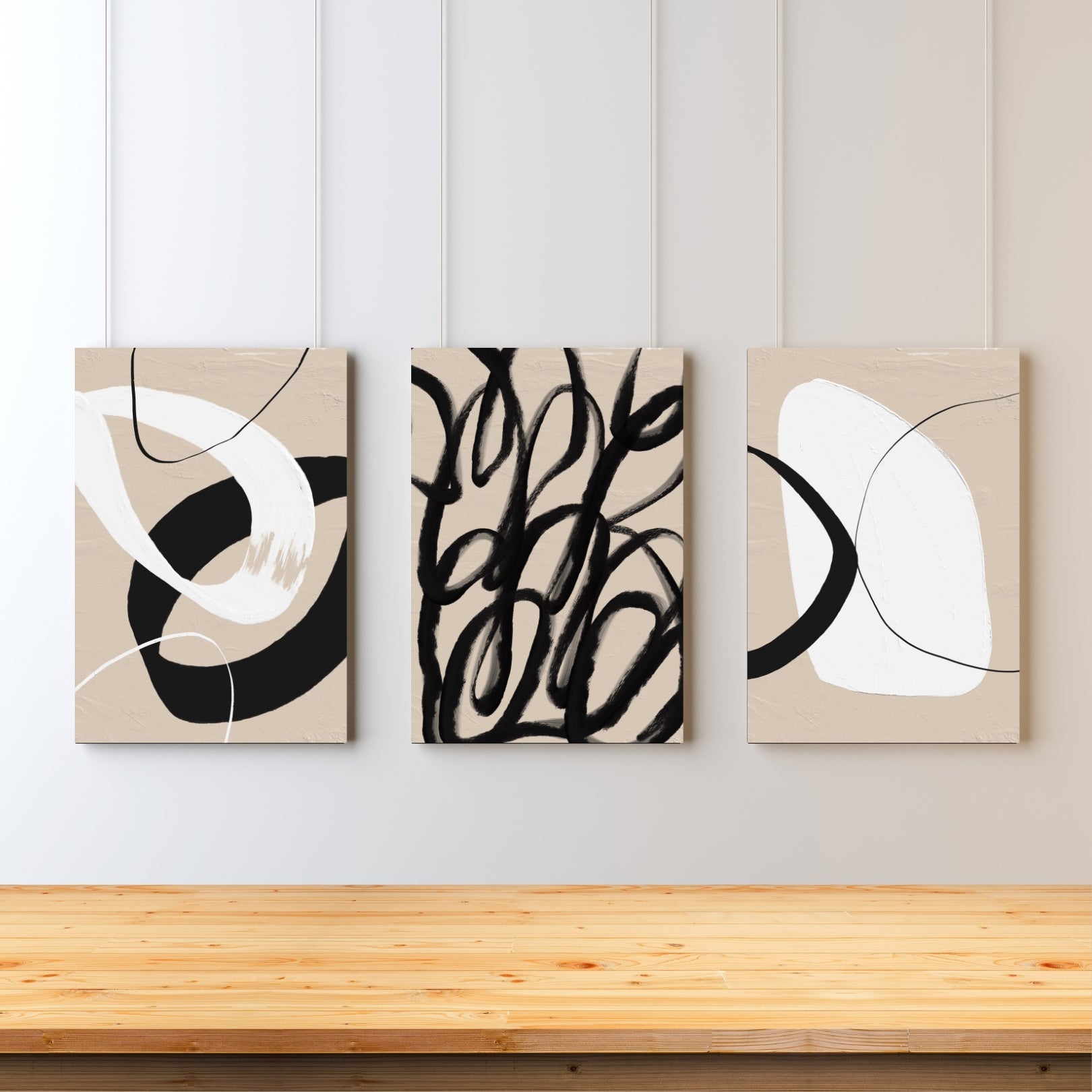 Crossings – Minimal Neutral Abstract Wall Art Set of 3