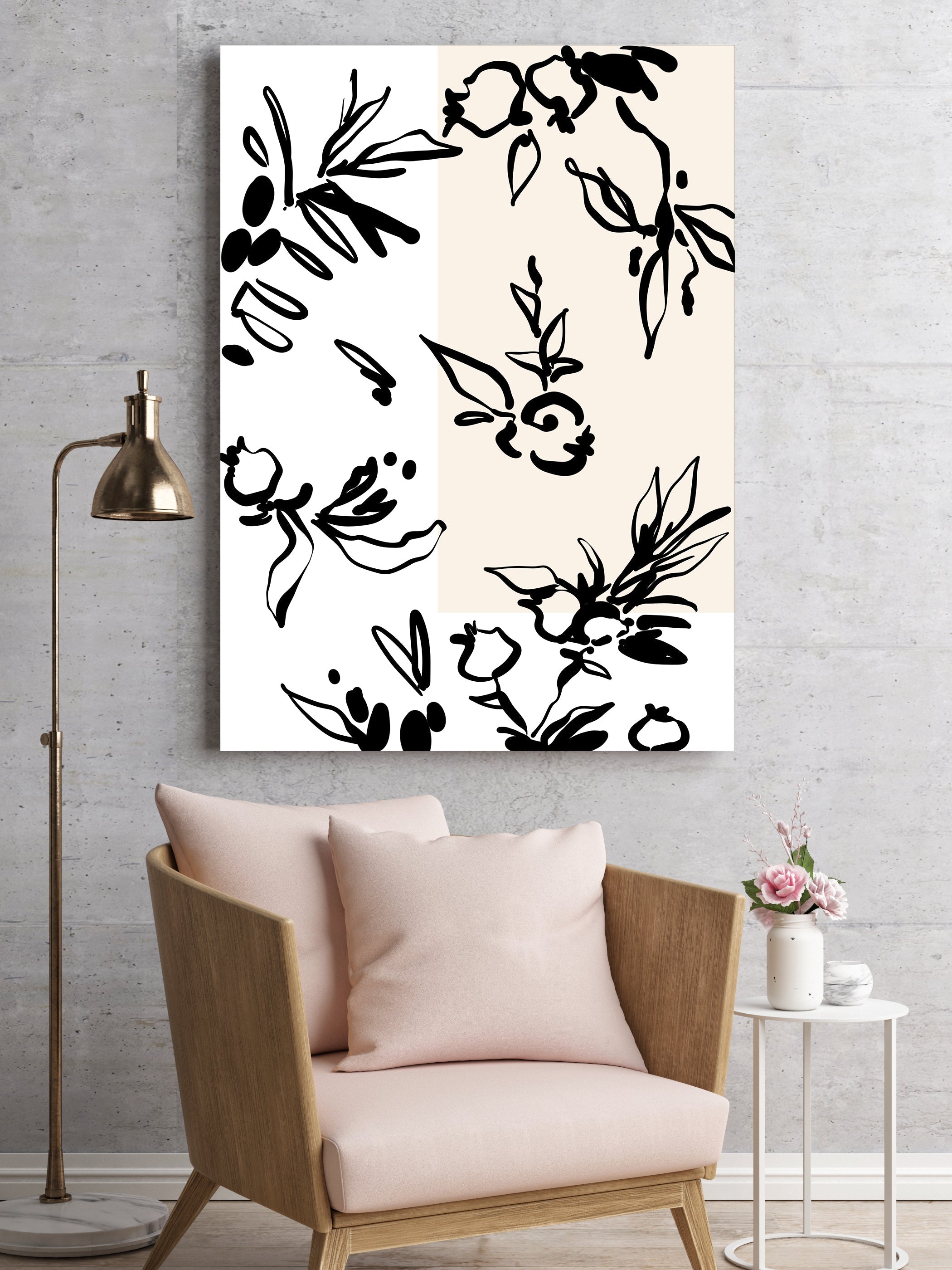Blush Floral Pattern Wall Art Print
