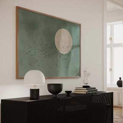 Sage Green Flying Birds And Sun Wall Art Wall Frame