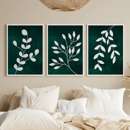 Dark Emerald Green Set of 3 Wall Art Wall Frames
