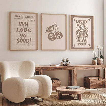 Brown Modern Wall Art Set of 3 Wall Frame