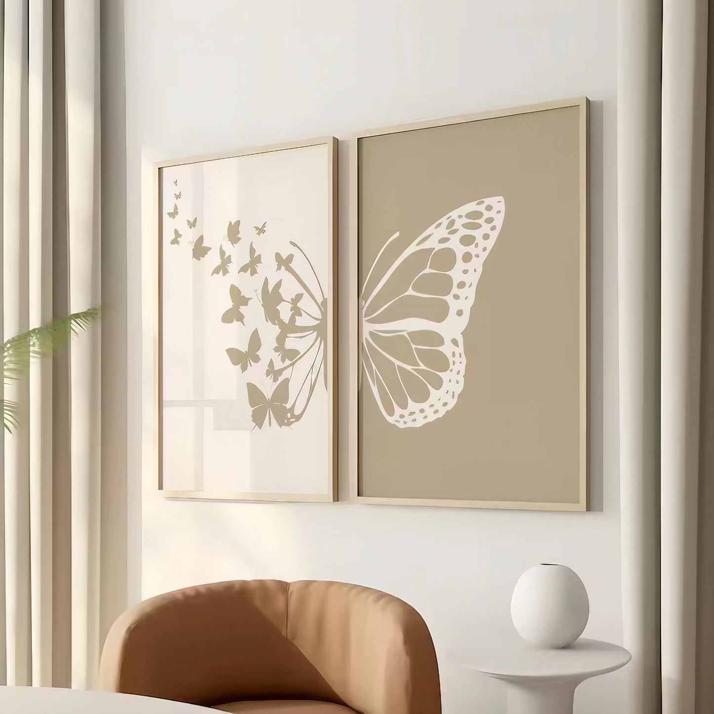 Abstract Botanical Butterfly Bedroom Decor Wall Art Frame
