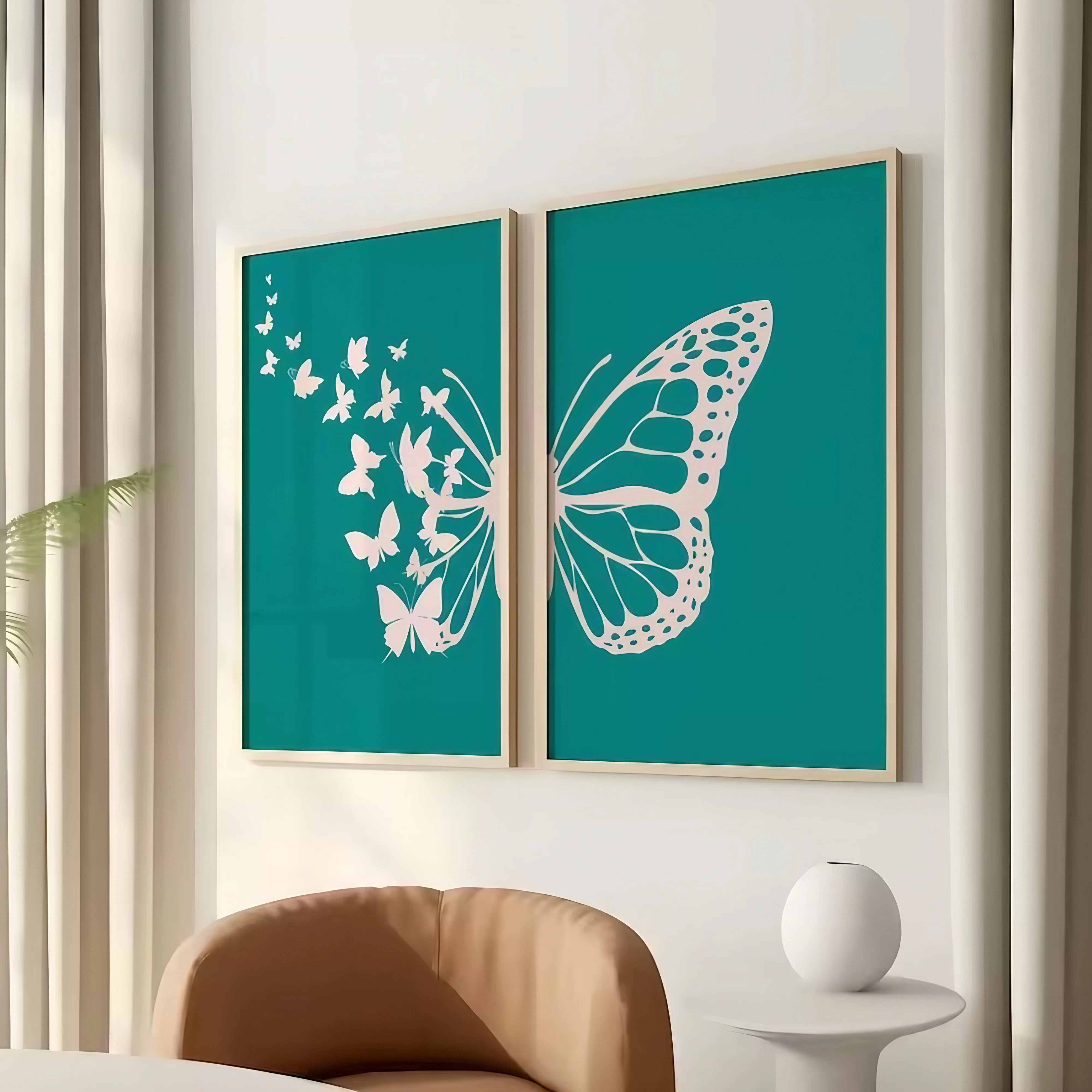 Abstract Botanical Butterfly Bedroom Wall Decor Wall Art Frames