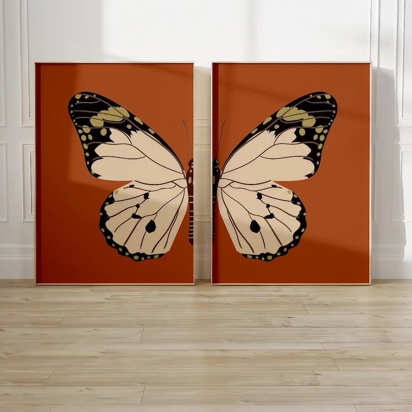 Butterfly Brown Modern Wall Art Set of 2 Wall Frames