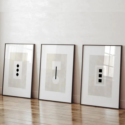 Modern Wall Art Set of 3 Black and White Wall Art Frames