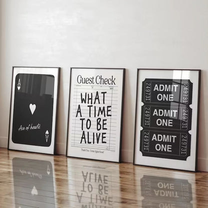 Modern Wall Art Set of 3 Black and White Trendy Wall Frames