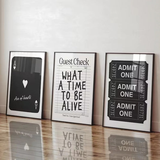 Modern Wall Art Set of 3 Black and White Trendy Wall Frames