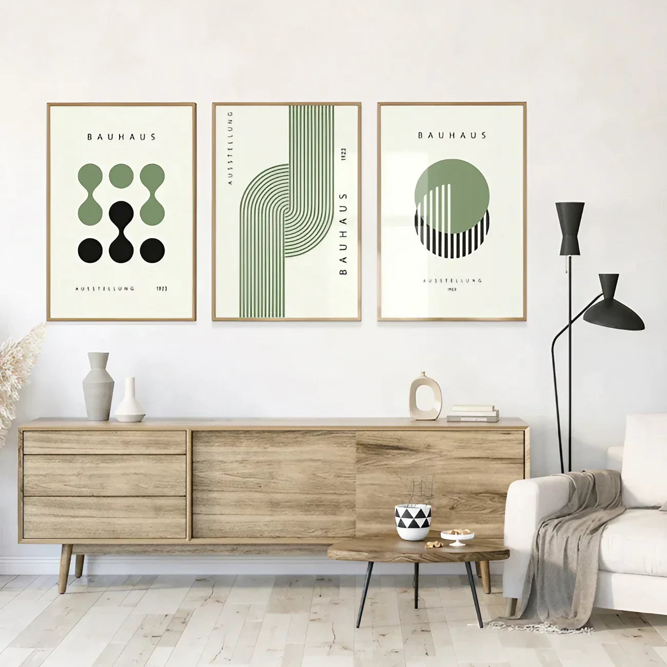 Modern Saga Green And Black Wall Art Set of 3 Wall Frame