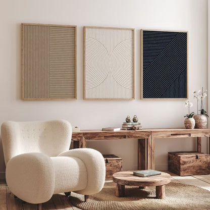 Modern Neutral Abstract wall Wall Art Set of 3 Wall Frames