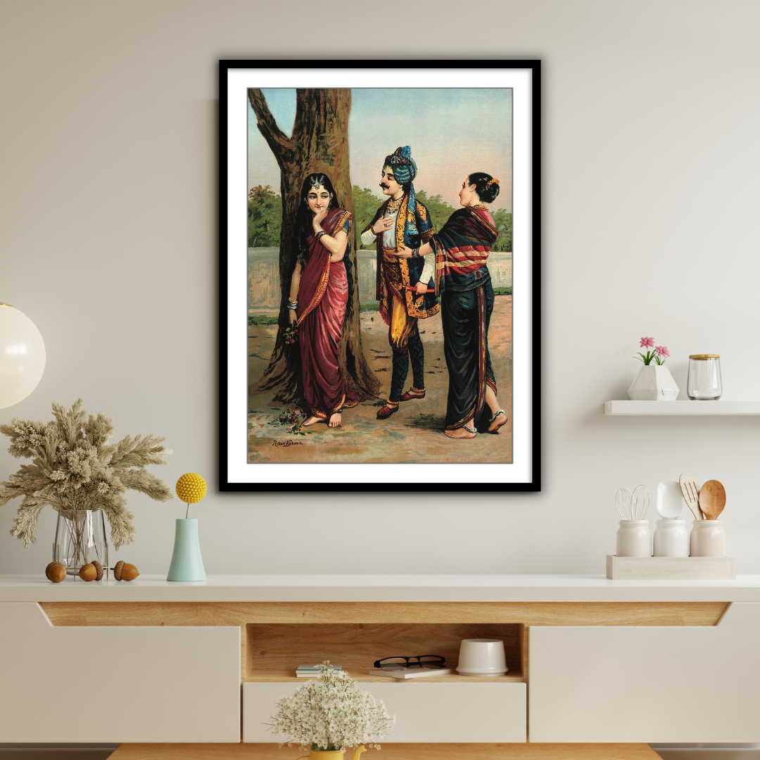 Ratudhvaja courting Madalasa by Raja Ravi Varma Wall Art Print for Home Decor