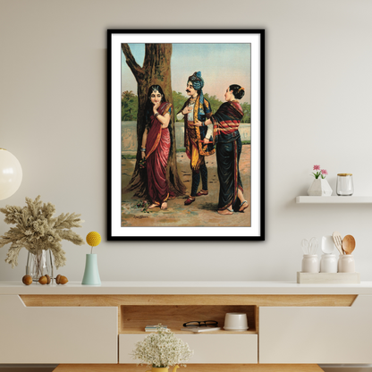 Ratudhvaja courting Madalasa by Raja Ravi Varma Wall Art Print for Home Decor