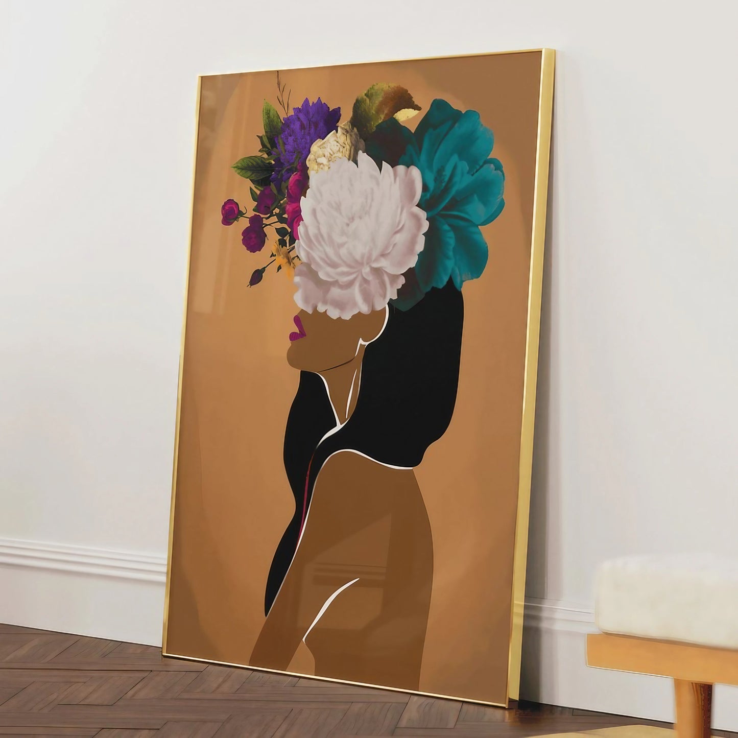 Woman Flower Head Modern Wall Art Wall Frame