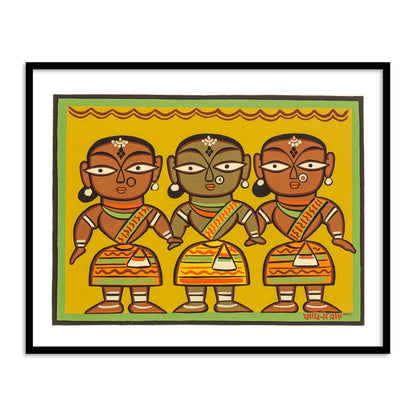 Female Dancers Wall Art Painting Print by Jamini Roy for Home Decor