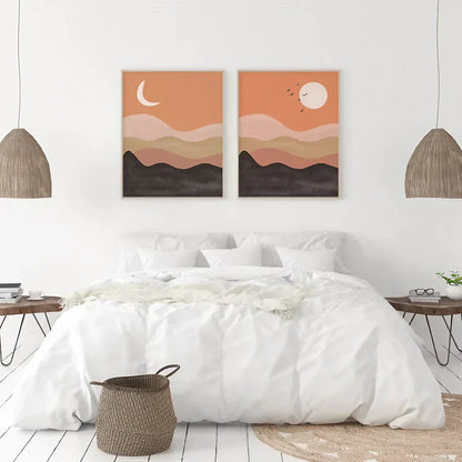 Mid Century Modern Wall Art Set of 2 Wall Frame