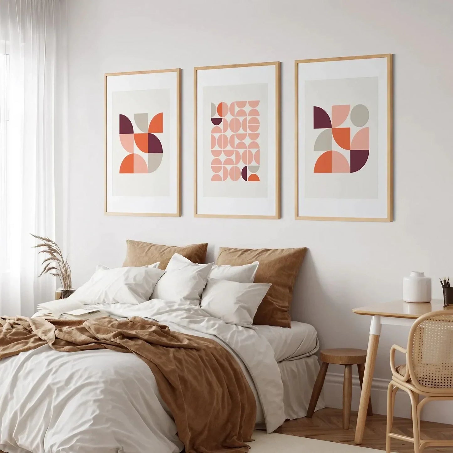 Mid Century Modern Wall Art Set of 3 Wall Frame