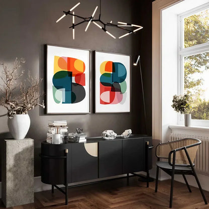 2 Minimalist Art Scandinavian Poster Colorful Wall Frame