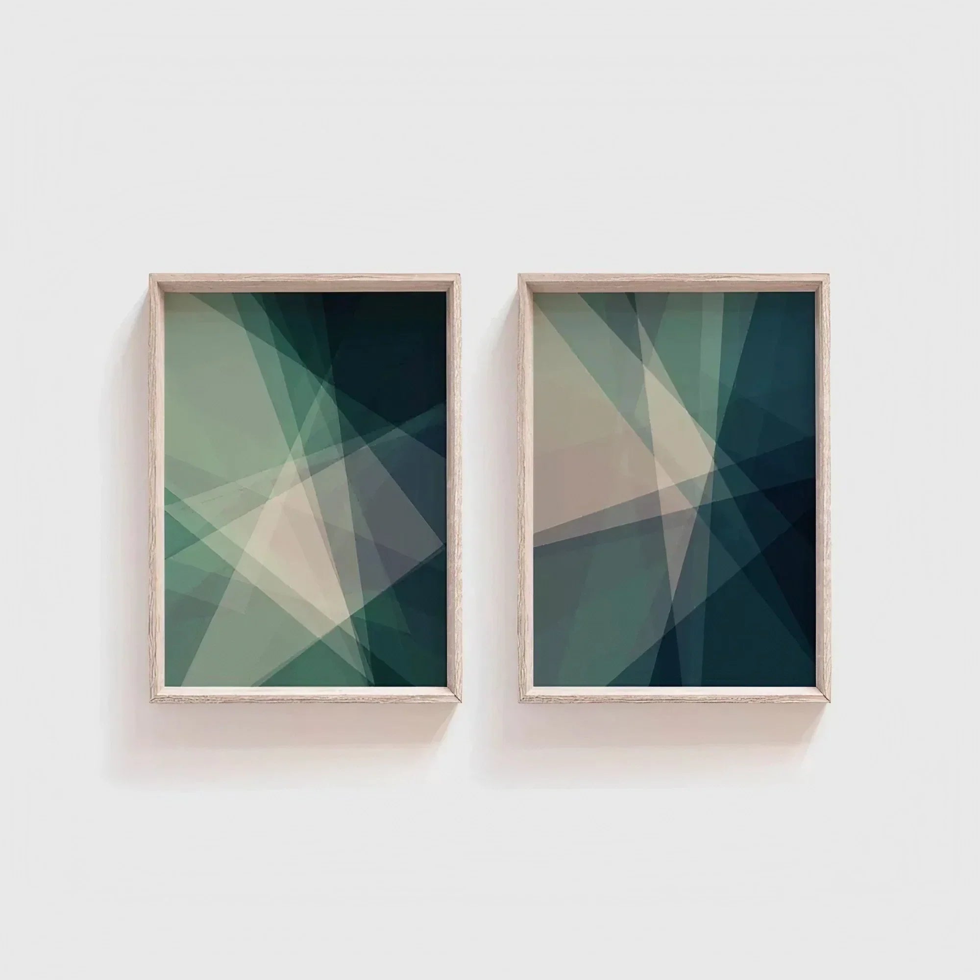 Green Geometric Art Set of 2  Green Living Room Bedroom Wall Frame