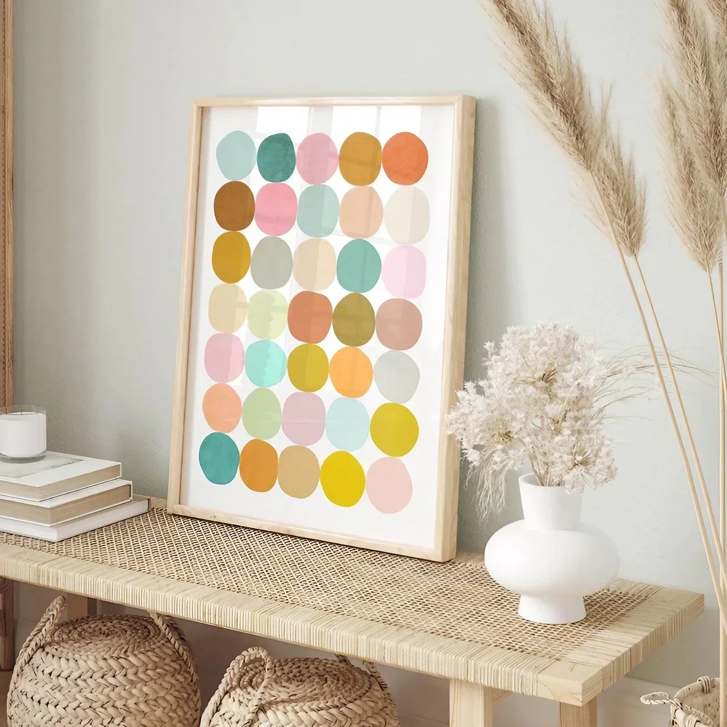 Polka Dot Bedroom Decor Pastel Wall Frame