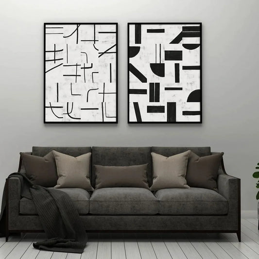 Set of 2 Modern Black and White Wall Frame