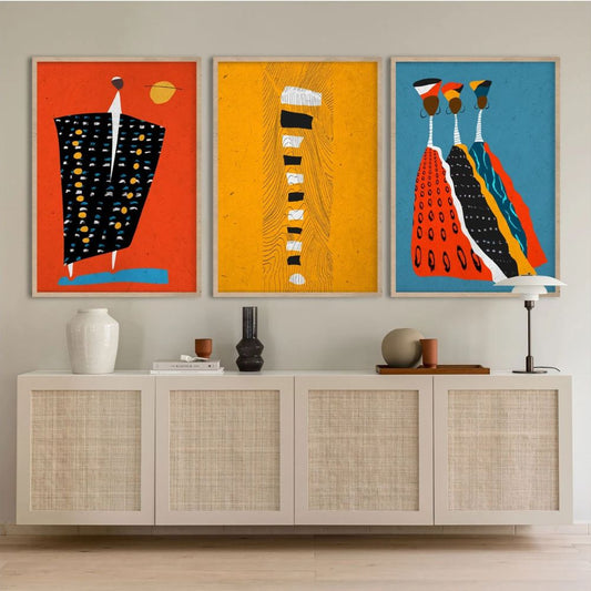 African Ethnic Wall Art Set of 3 Wall Frame