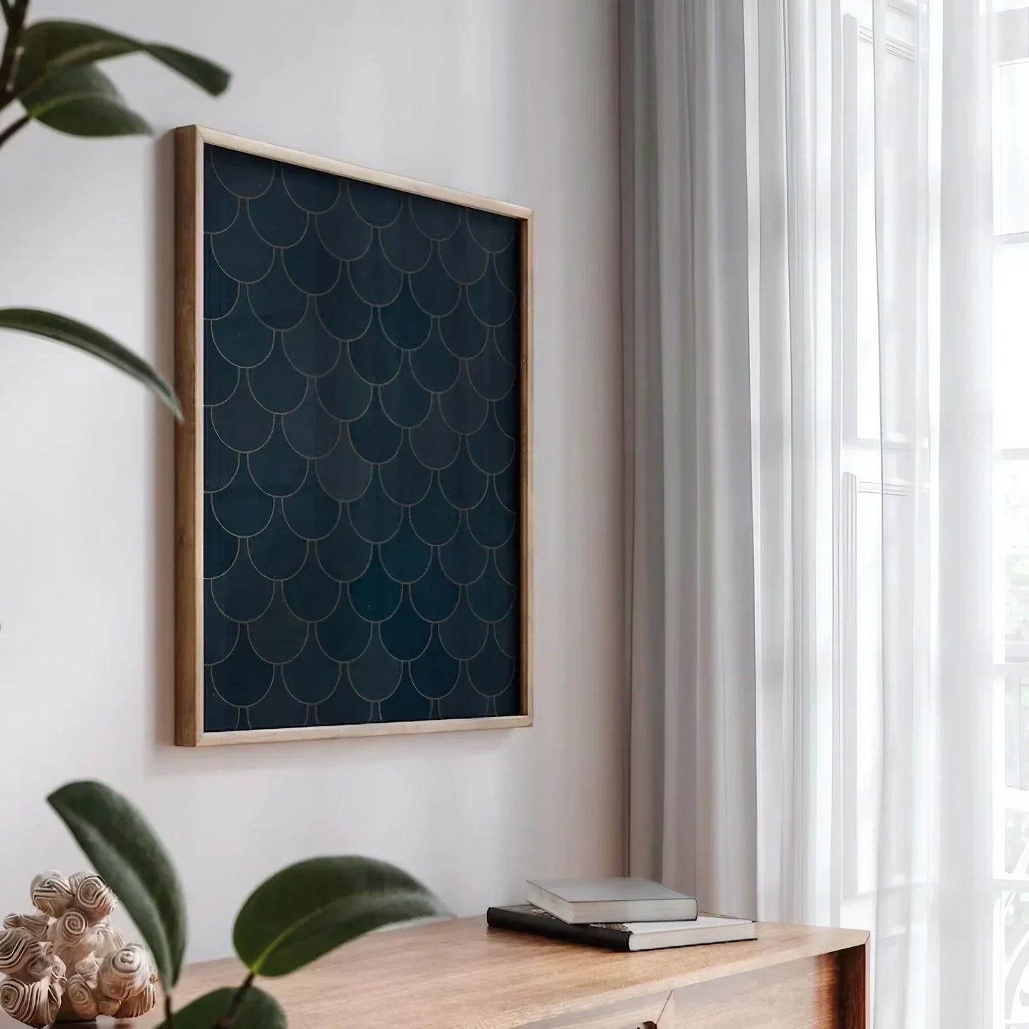 Navy Blue Art Decor Living Room Wall Frame