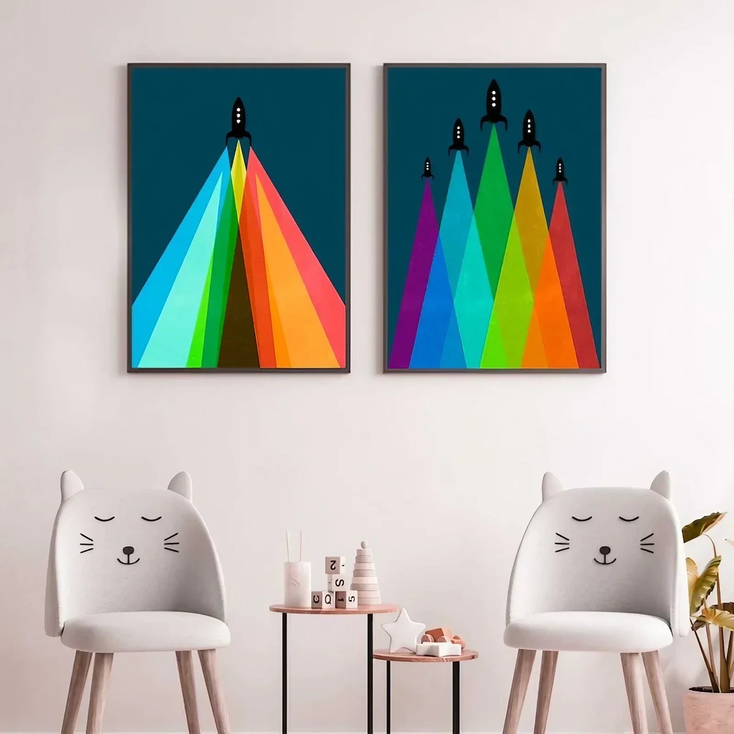 Cool Space Art Kids Decor Rocket Wall Frame