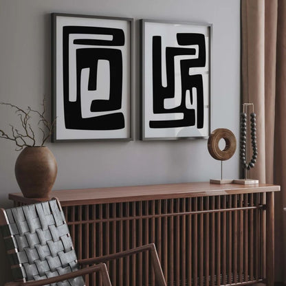 Botanical Wall Art Set Gray Black Wall Art Modern Wall Frame