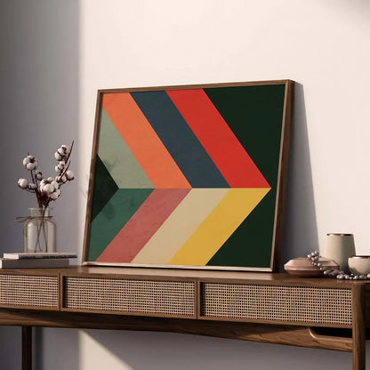 Colorful Chevrons Abstract Print Black Geometric Wall Art Wall Frame