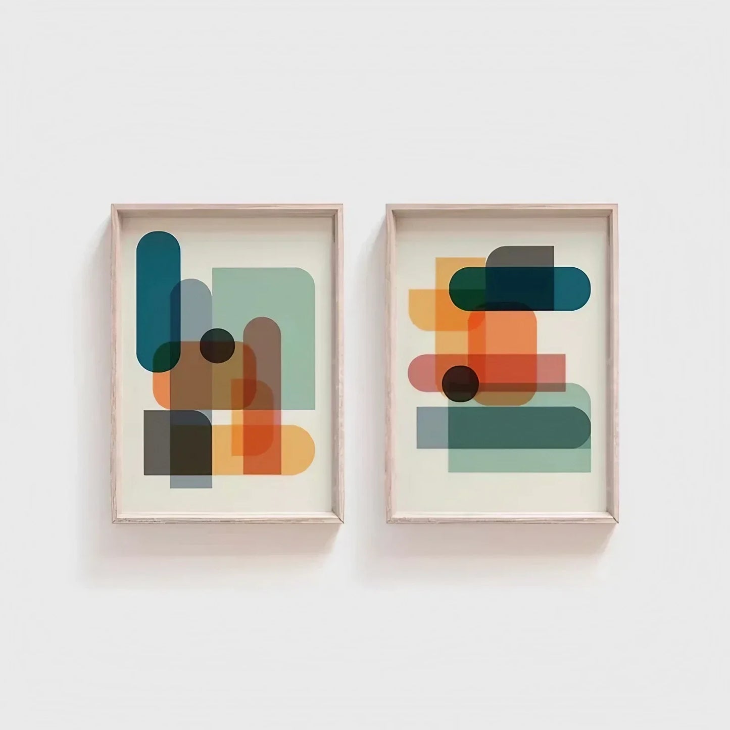 Set of 2 Colorful Artwork Extra Large Wall Art Wall Frame