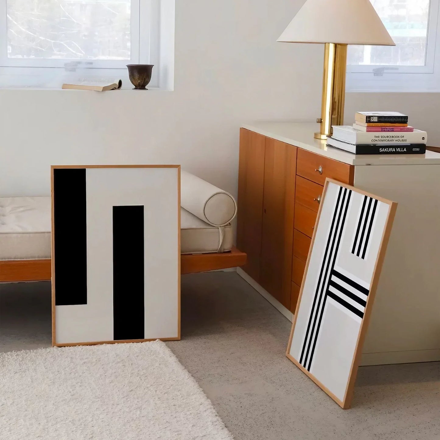 Black and White Abstract Wall Art Set of 2 Wall Frame