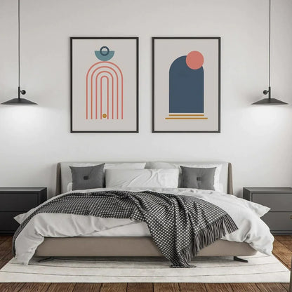 Set of 2 Mid Century Art Retro Wall Frame