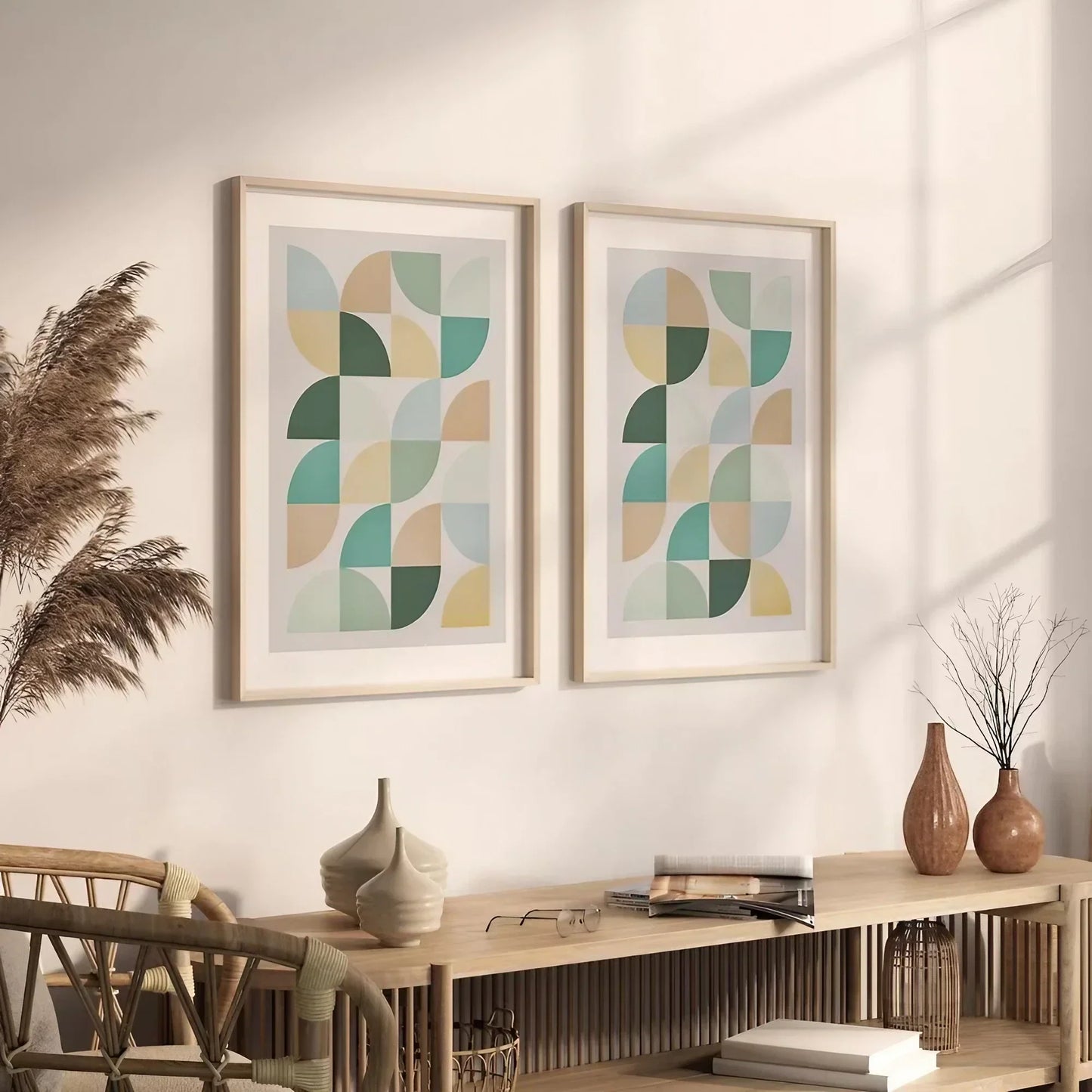 Set of 2 Prints Geometric Modern Boho Decor Art Modern Wall Frame