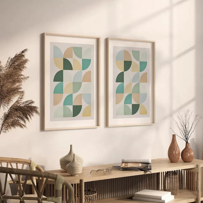 Set of 2 Prints Geometric Modern Boho Decor Art Modern Wall Frame