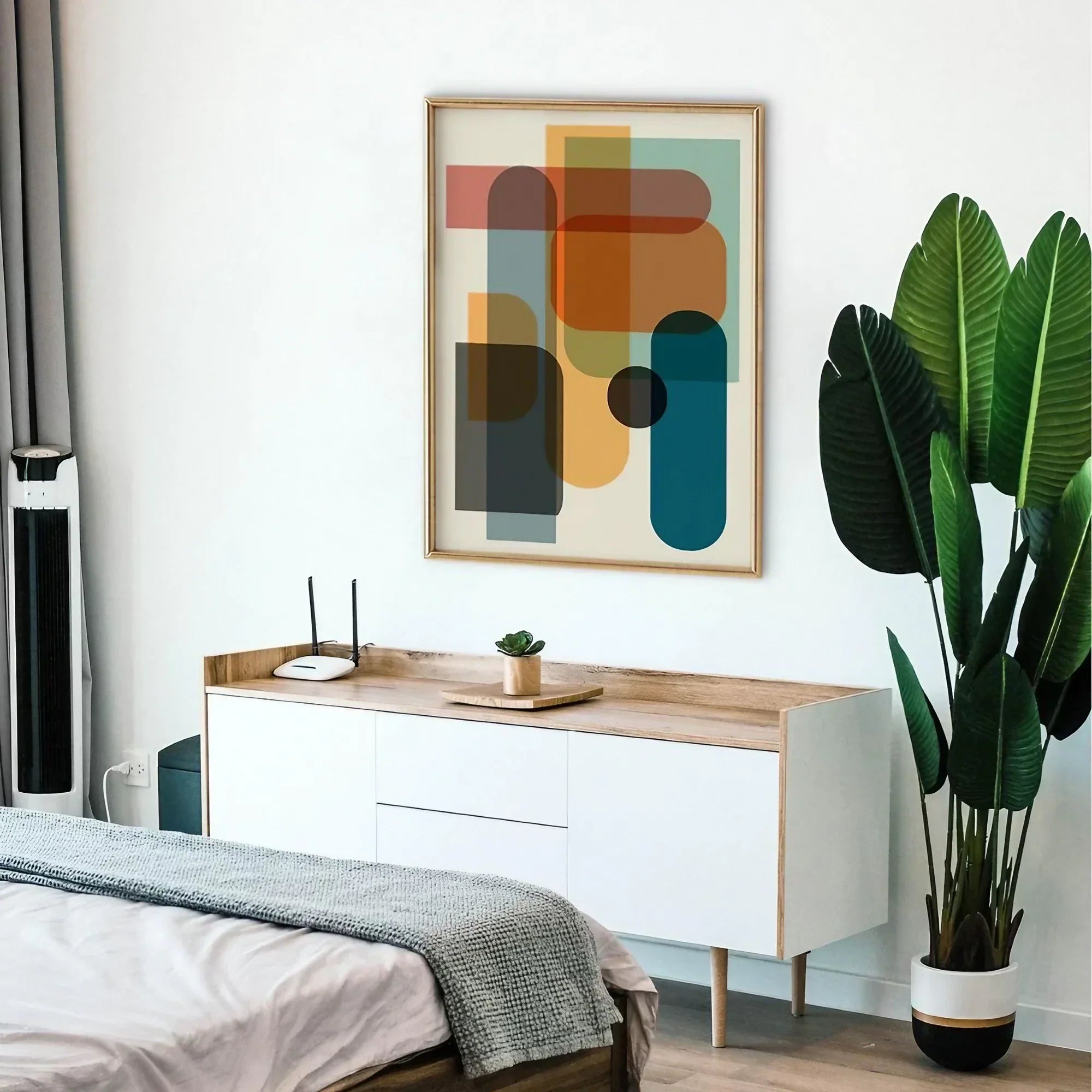 Large Abstract Colorful Mid Century Wall Frame