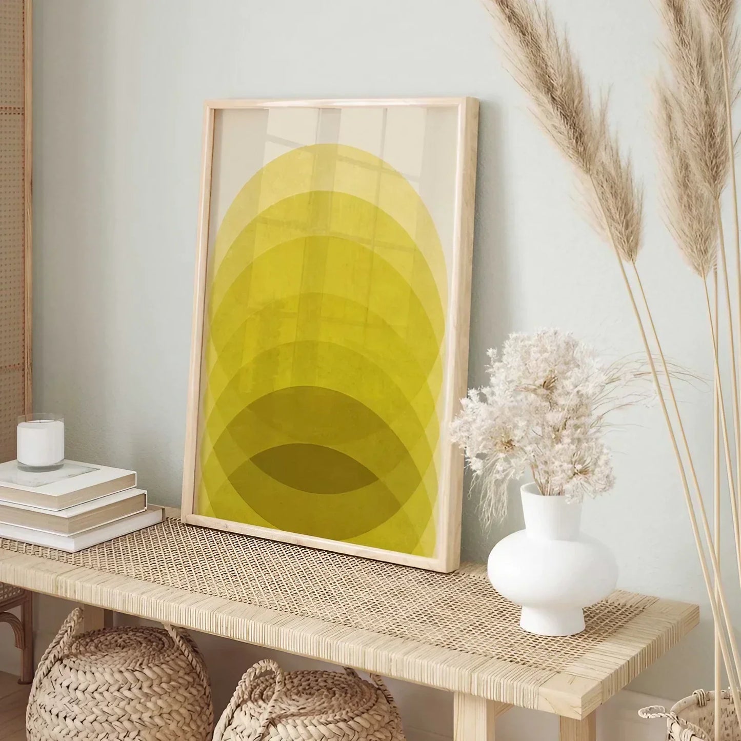 Abstract Yellow Wall Art, Mustard Yellow Wall Frame