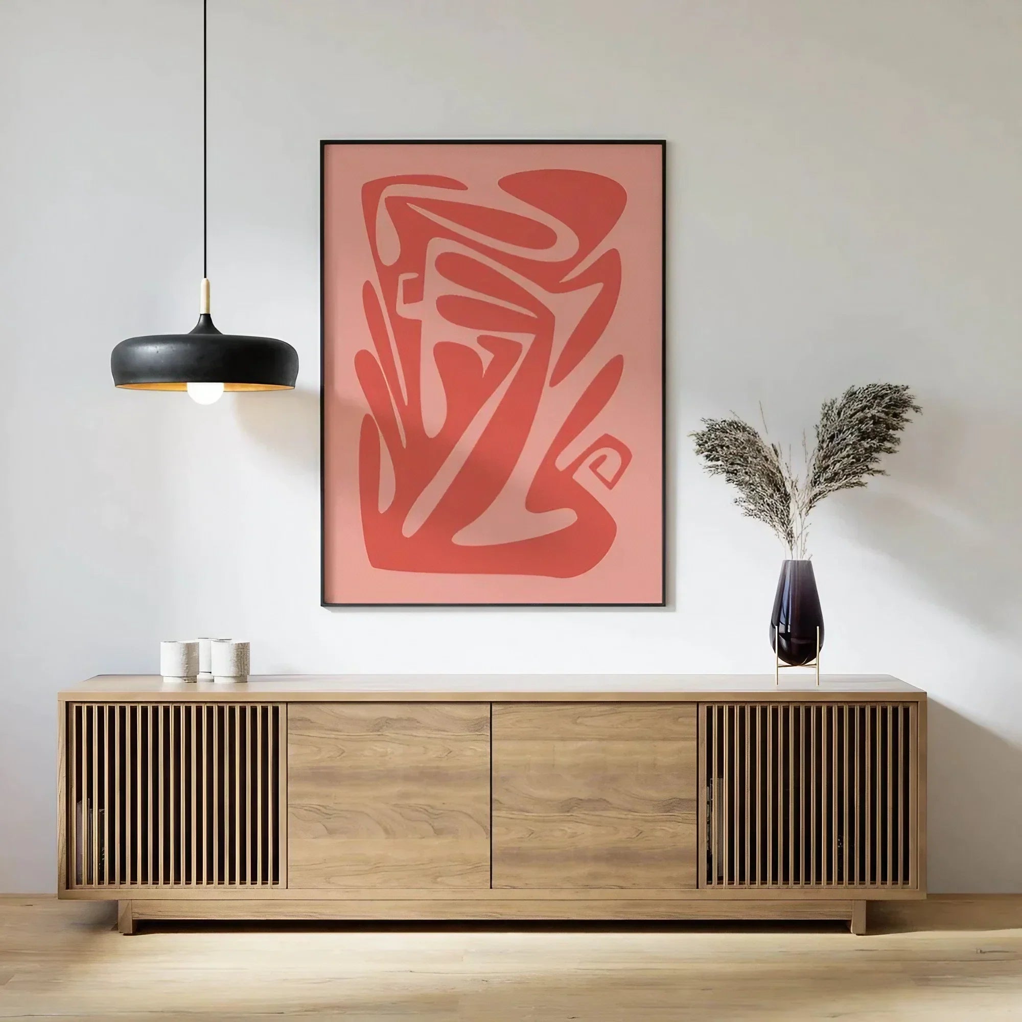 Pink Decor Abstract Botanical Modern Wall Frame