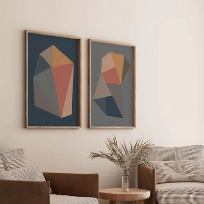 Set of 2 Abstract Color Block Art Colorful Wall Frame