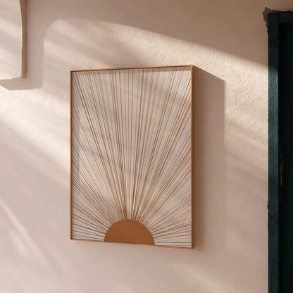 Large Boho Sun Art Brown Wall Frame