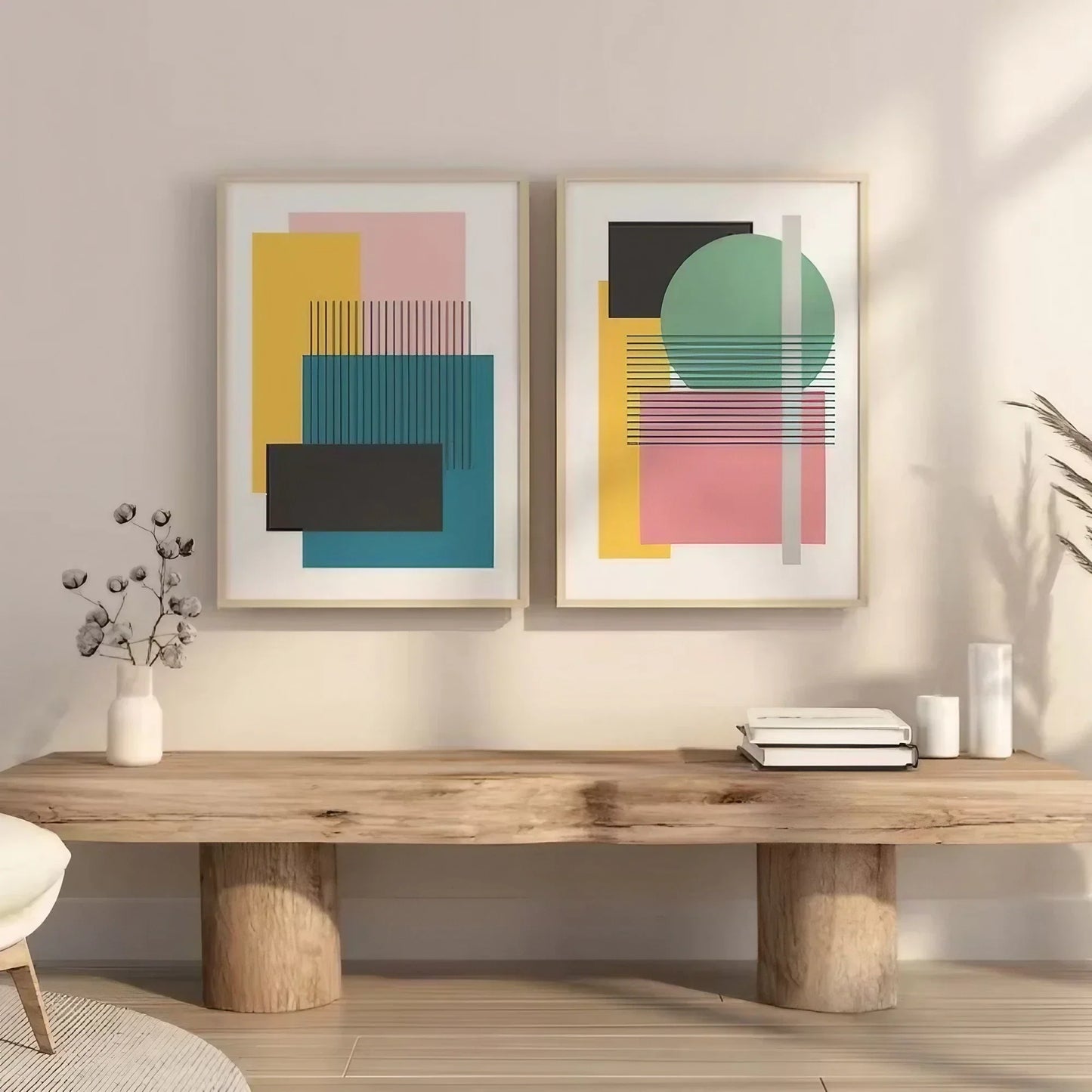 Set of 2 Colorful Wall Art Set of Abstract Wall Frame