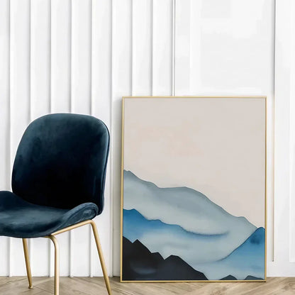Watercolor blue mountains minimalist abstract Wall Frame