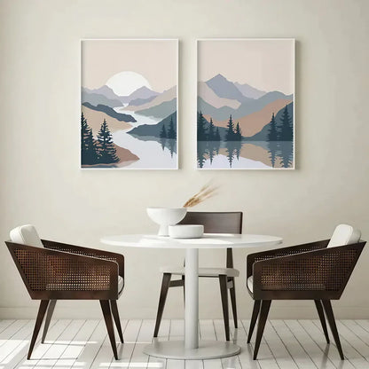 Mountain Sun Wall Frame Set of 2
