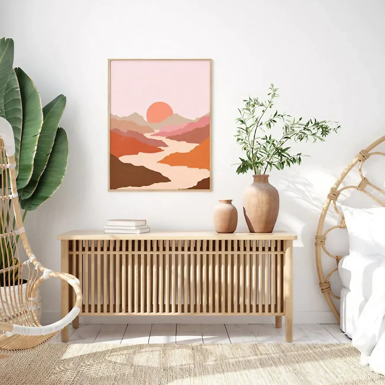 Burnt Orange Sun Mountains Wall Frame