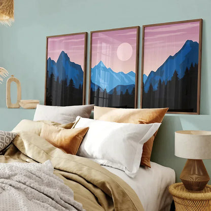 Sun and Mountain View Wall Art Wall Frame