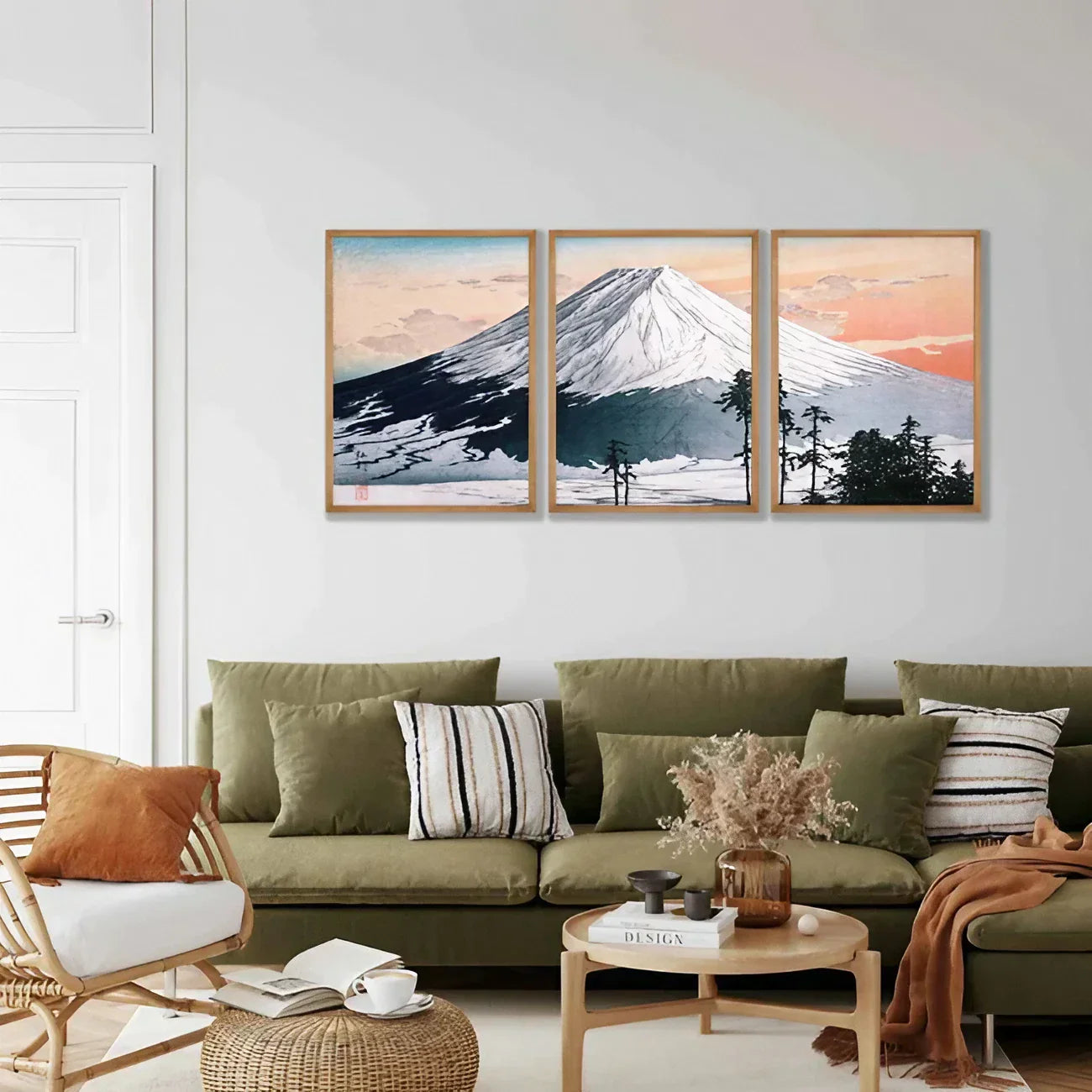 Japanese Woodblock Art Set of 3 Wall Frame