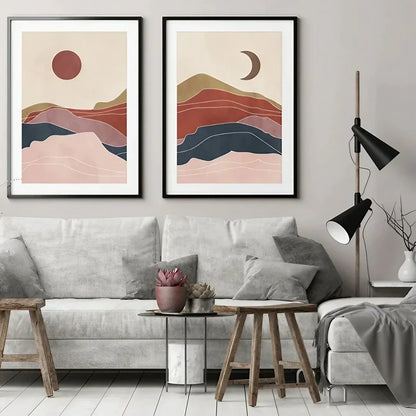 Sun Moon Set of 2 Wall Art Wall Frame