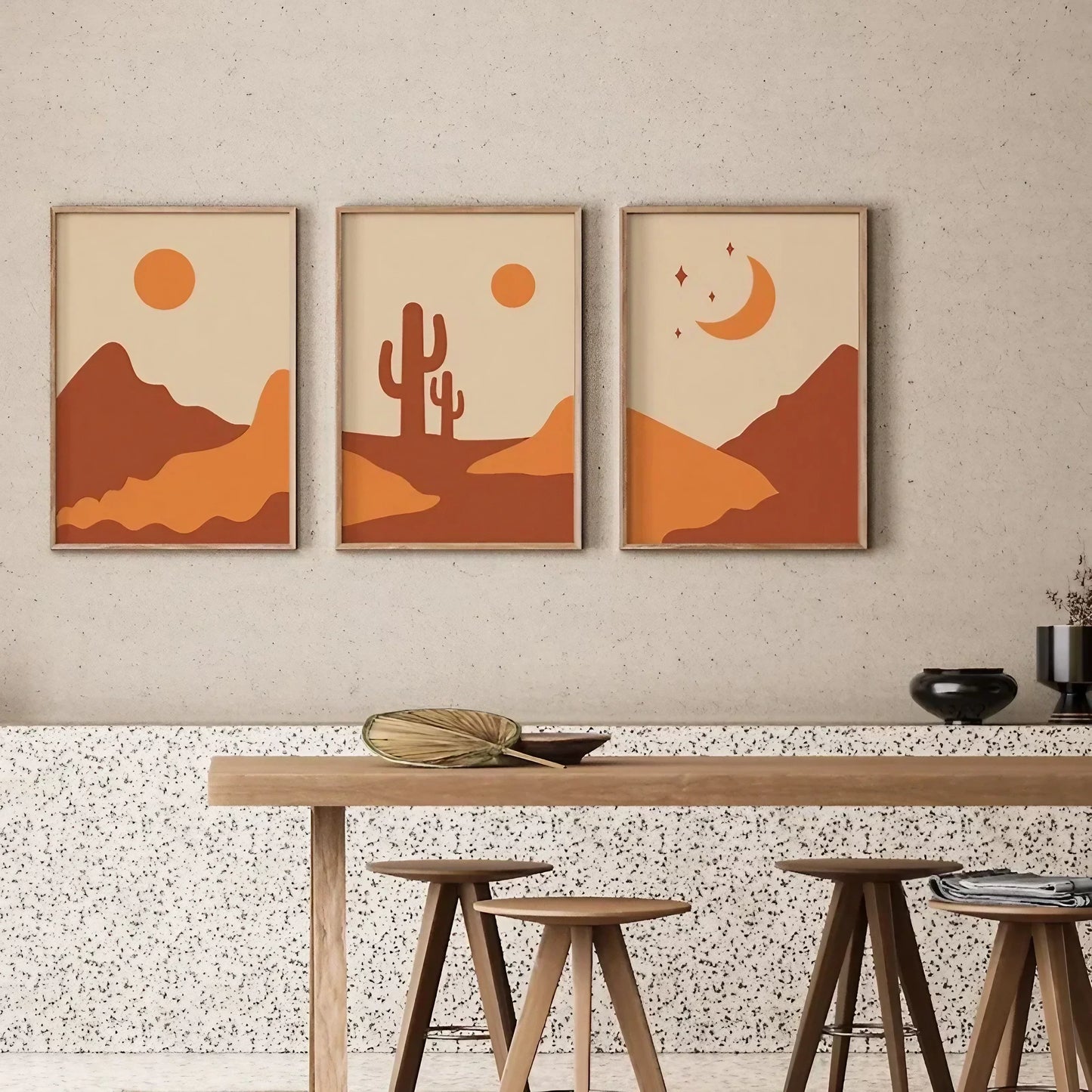 Sun Moon Mountain Set of 3 Wall Art Frame