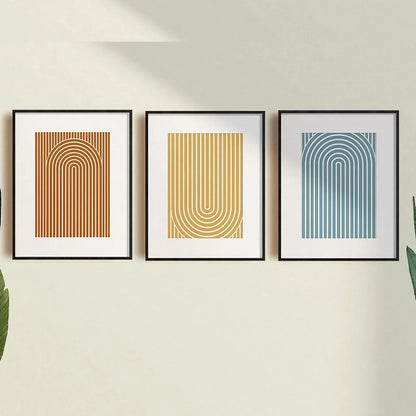 Mid Century Modern Wall Art Set of 3 Wall Frame