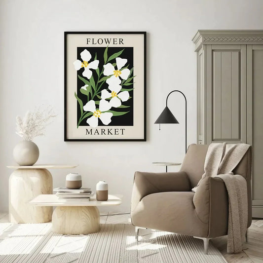 Black Beige White Floral Wall Decor Frame