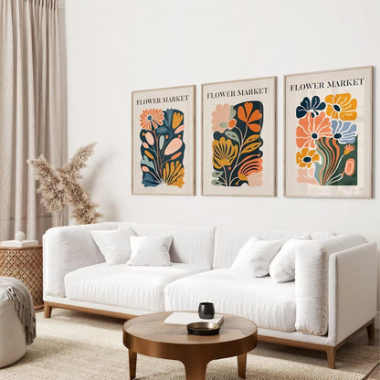Set Of 3 Flower Market Wall Frame